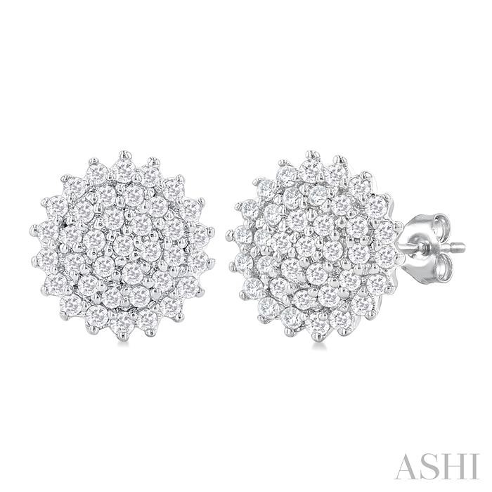 ROUND SHAPE PETITE CLUSTER DIAMOND EARRINGS