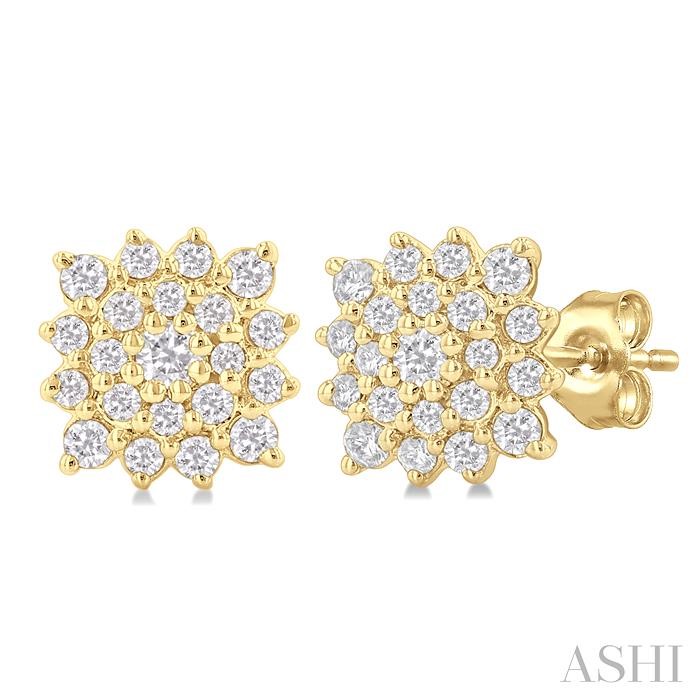 CUSHION SHAPE PETITE CLUSTER DIAMOND EARRINGS