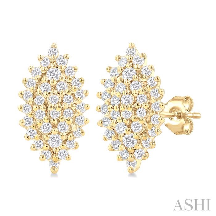 MARQUISE SHAPE PETITE CLUSTER DIAMOND EARRINGS