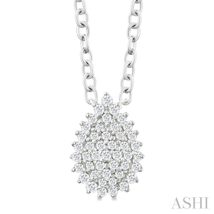 PEAR SHAPE PETITE CLUSTER DIAMOND PENDANT