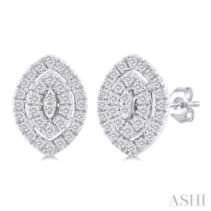 MARQUISE SHAPE PETITE HALO DIAMOND EARRINGS