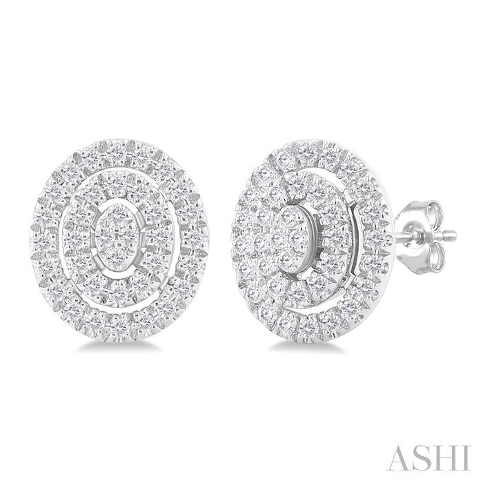 OVAL SHAPE PETITE HALO DIAMOND EARRINGS