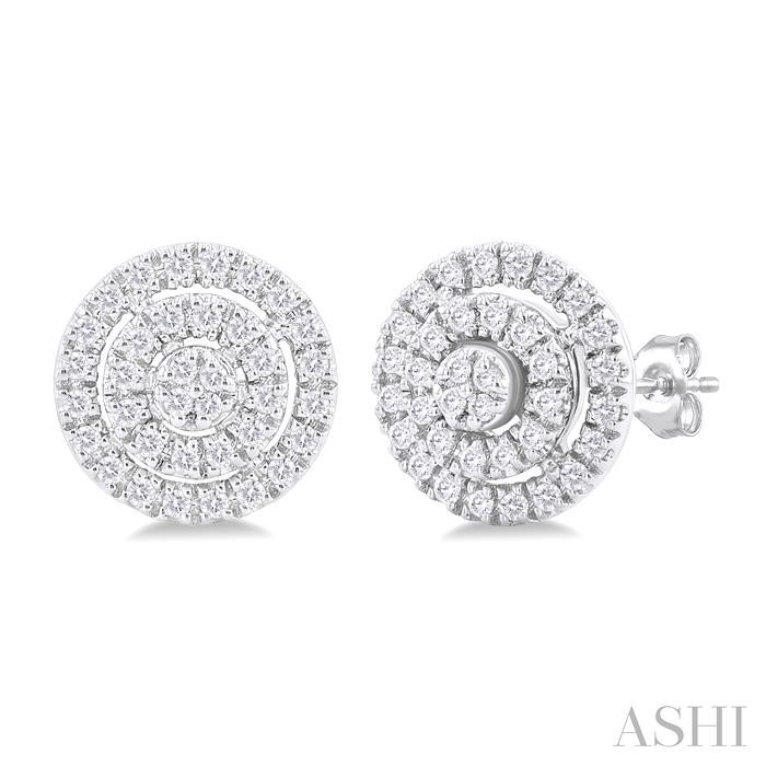 ROUND SHAPE PETITE HALO DIAMOND EARRINGS