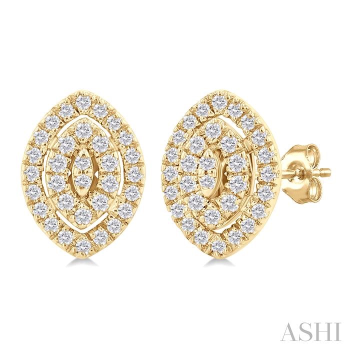 MARQUISE SHAPE PETITE HALO DIAMOND EARRINGS