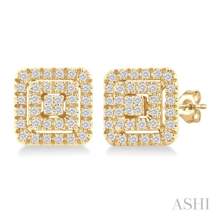 PRINCESS SHAPE PETITE HALO DIAMOND EARRINGS