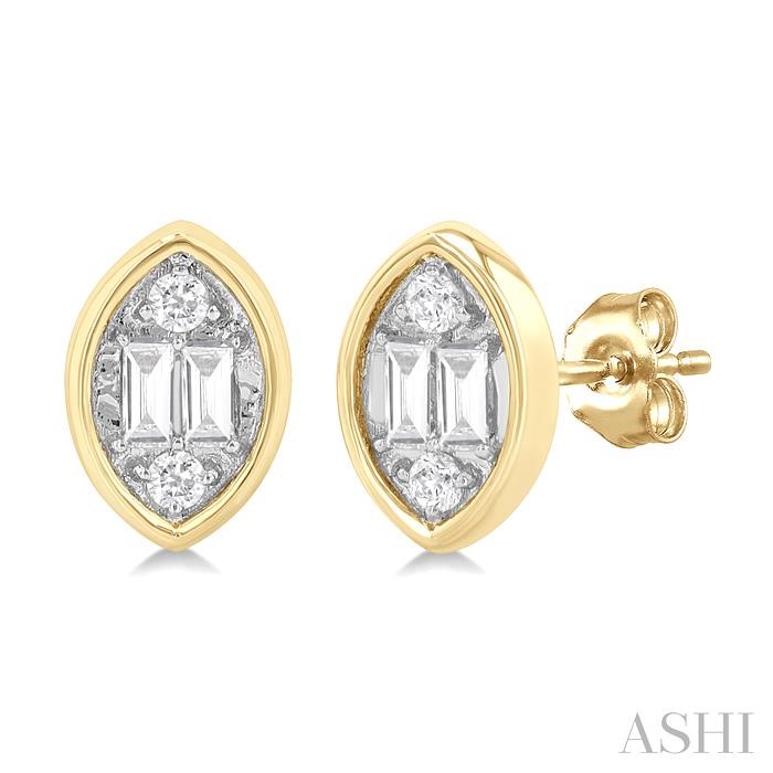 MARQUISE SHAPE BEZEL SET PETITE FUSION DIAMOND EARRINGS