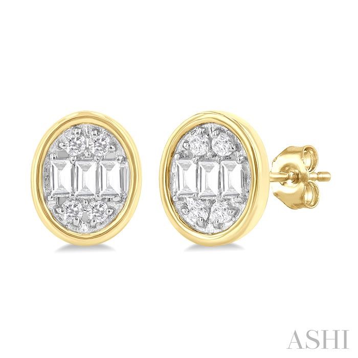 OVAL SHAPE BEZEL SET PETITE FUSION DIAMOND EARRINGS