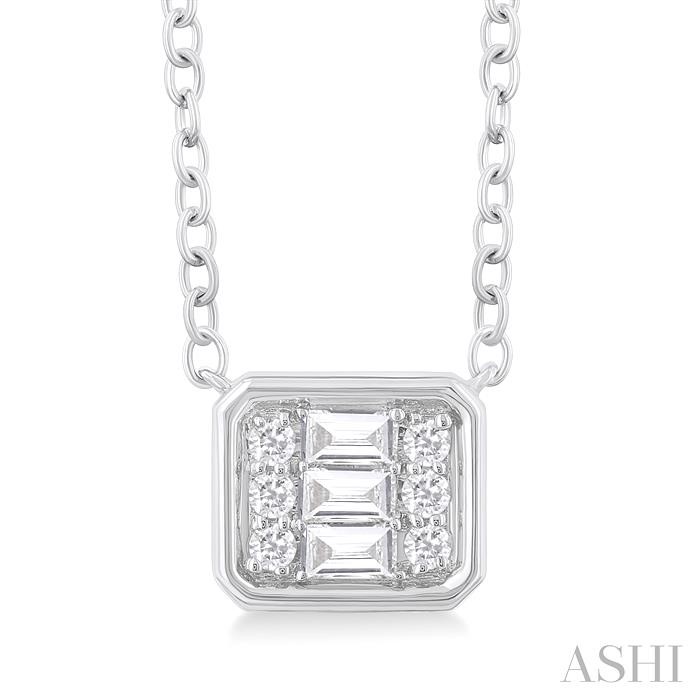 EMERALD SHAPE EAST-WEST BEZEL SET PETITE FUSION DIAMOND PENDANT