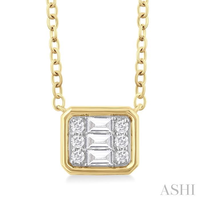 EMERALD SHAPE EAST-WEST BEZEL SET PETITE FUSION DIAMOND PENDANT