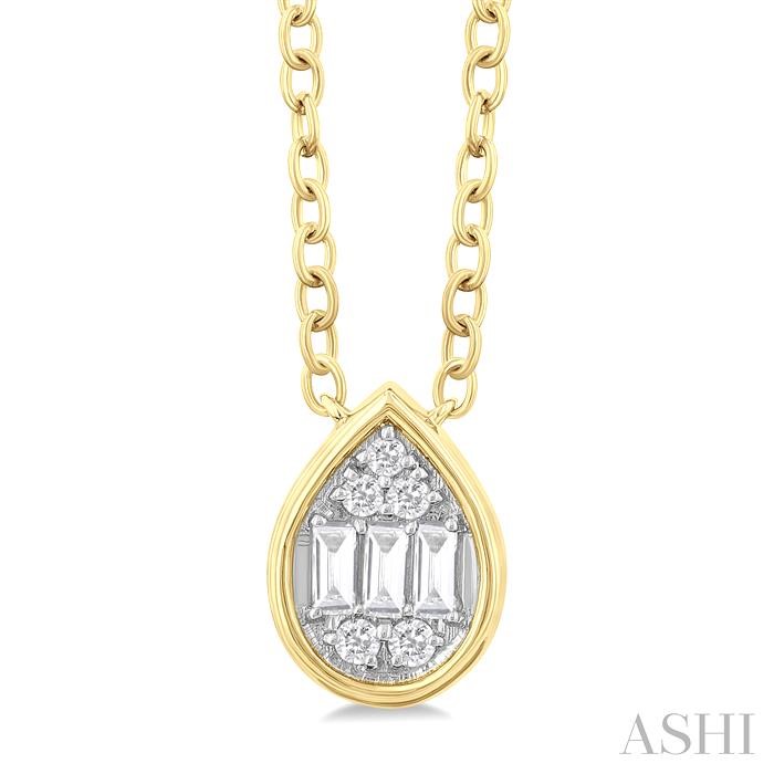 PEAR SHAPE BEZEL SET PETITE FUSION DIAMOND PENDANT