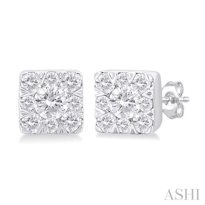 PRINCESS SHAPE LOVEBRIGHT PETITE DIAMOND FASHION EARRINGS