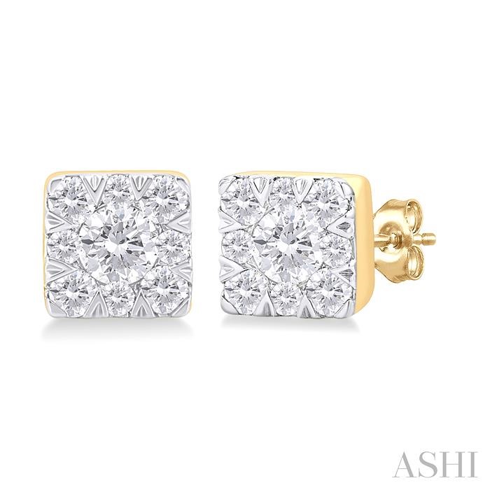 PRINCESS SHAPE LOVEBRIGHT PETITE DIAMOND FASHION EARRINGS