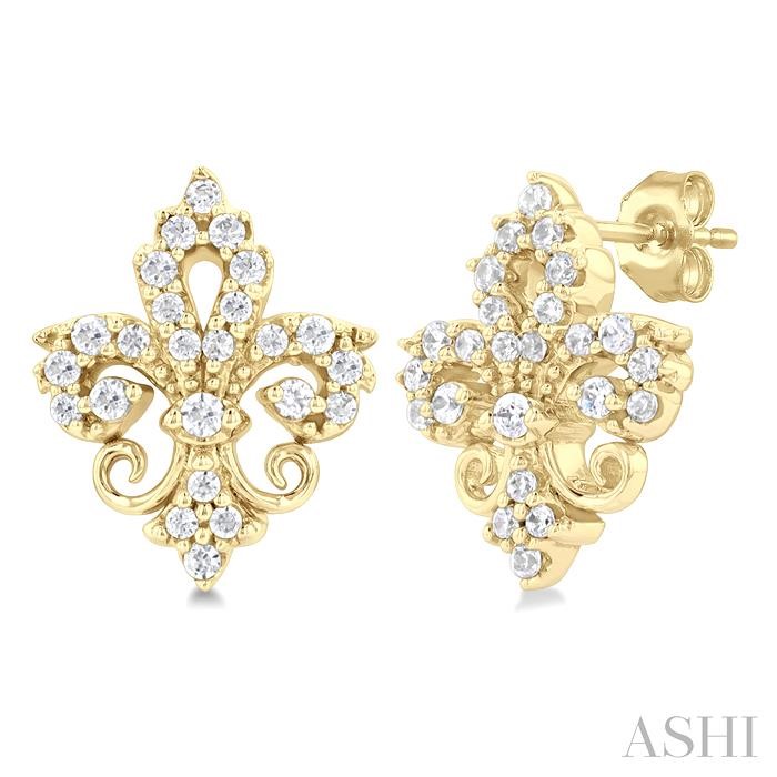 Fleur De Lis Petite Diamond Fashion Earrings