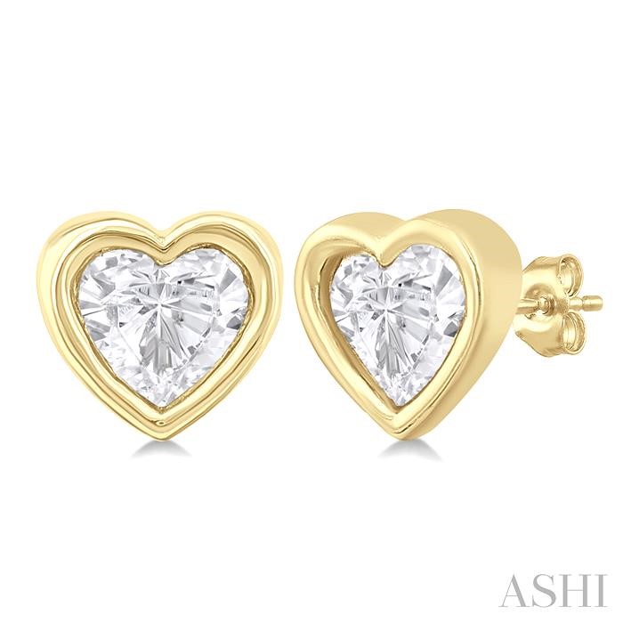 HEART SHAPE BEZEL SET PETITE DIAMOND FASHION EARRINGS