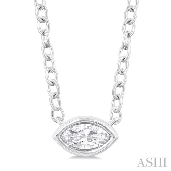 MARQUISE SHAPE EAST-WEST BEZEL SET PETITE DIAMOND FASHION PENDANT