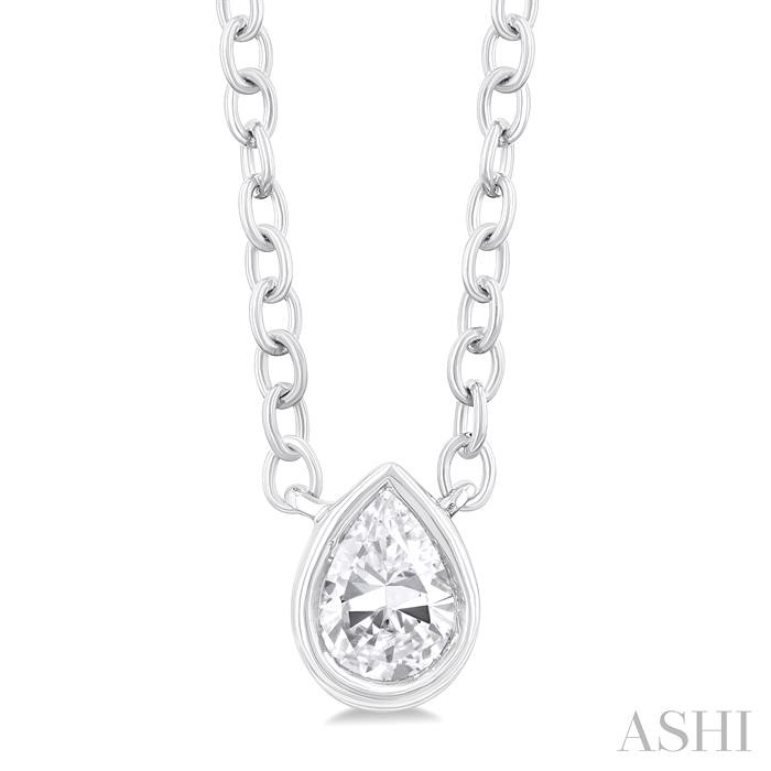 PEAR SHAPE BEZEL SET PETITE DIAMOND FASHION PENDANT