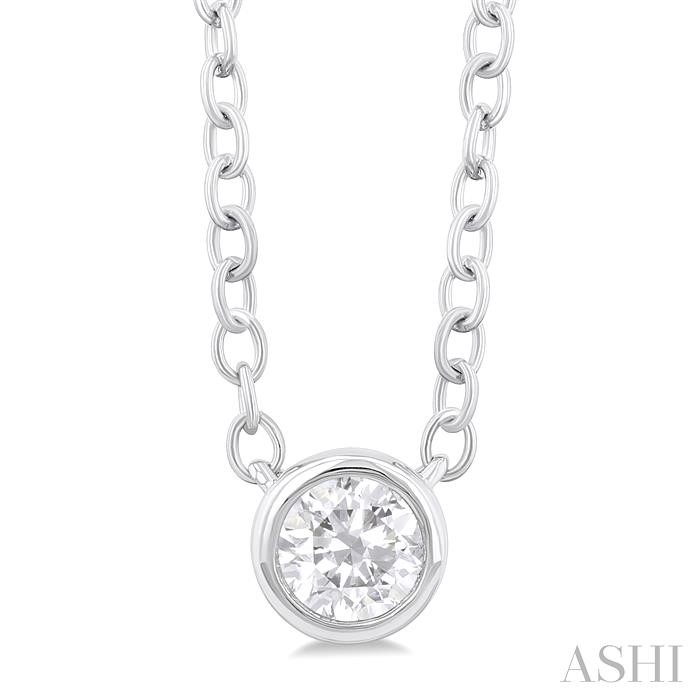 ROUND SHAPE BEZEL SET PETITE DIAMOND FASHION PENDANT