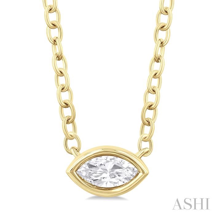 MARQUISE SHAPE EAST-WEST BEZEL SET PETITE DIAMOND FASHION PENDANT