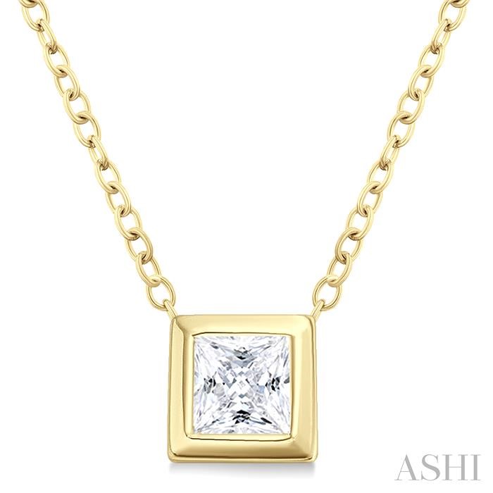 PRINCESS SHAPE BEZEL SET PETITE DIAMOND FASHION PENDANT