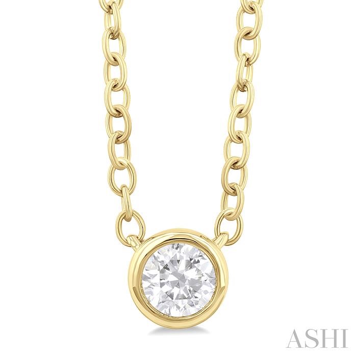 ROUND SHAPE BEZEL SET PETITE DIAMOND FASHION PENDANT