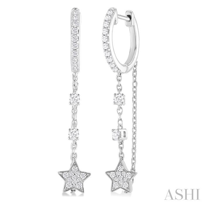 STAR DIAMOND CHAIN HOOP EARRINGS