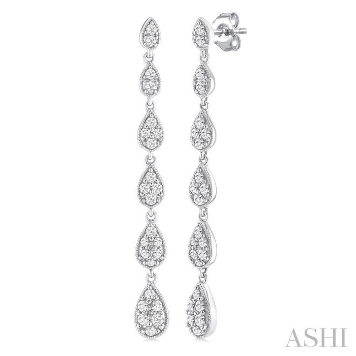 PEAR SHAPE DIAMOND LONG EARRINGS