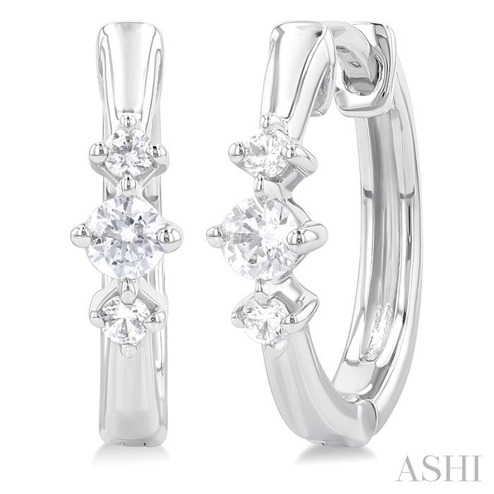 PAST PRESENT & FUTURE PETITE DIAMOND HUGGIE FASHION EARRINGS