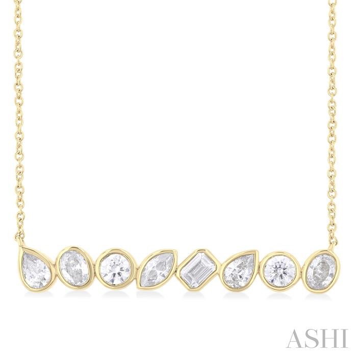 MIXED SHAPE BEZEL SET DIAMOND FASHION NECKLACE