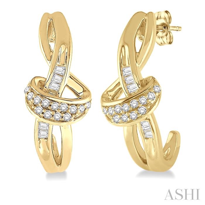 BAGUETTE DIAMOND FASHION HALF HOOP EARRINGS