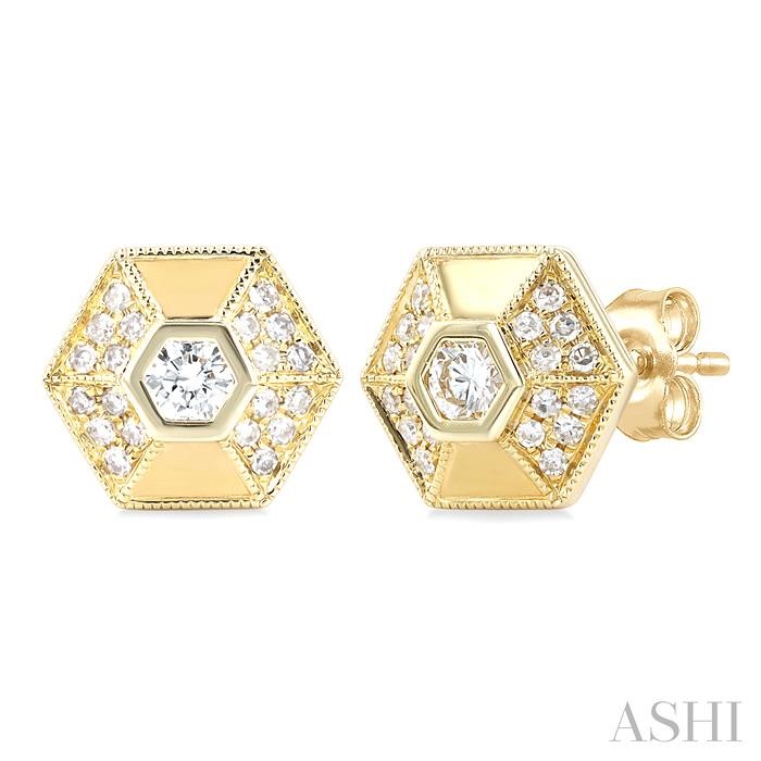 HEXAGON SHAPE DIAMOND FASHION EARRINGS