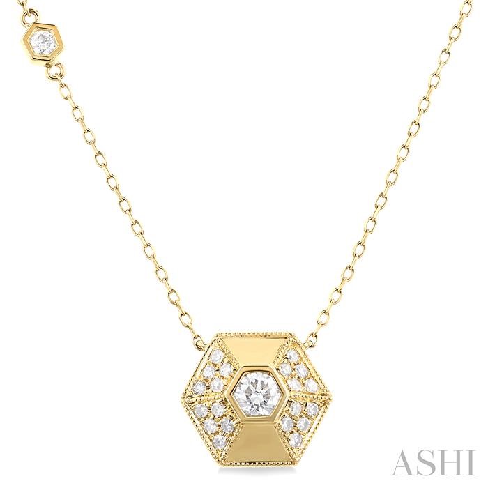 HEXAGON SHAPE DIAMOND FASHION NECKLACE