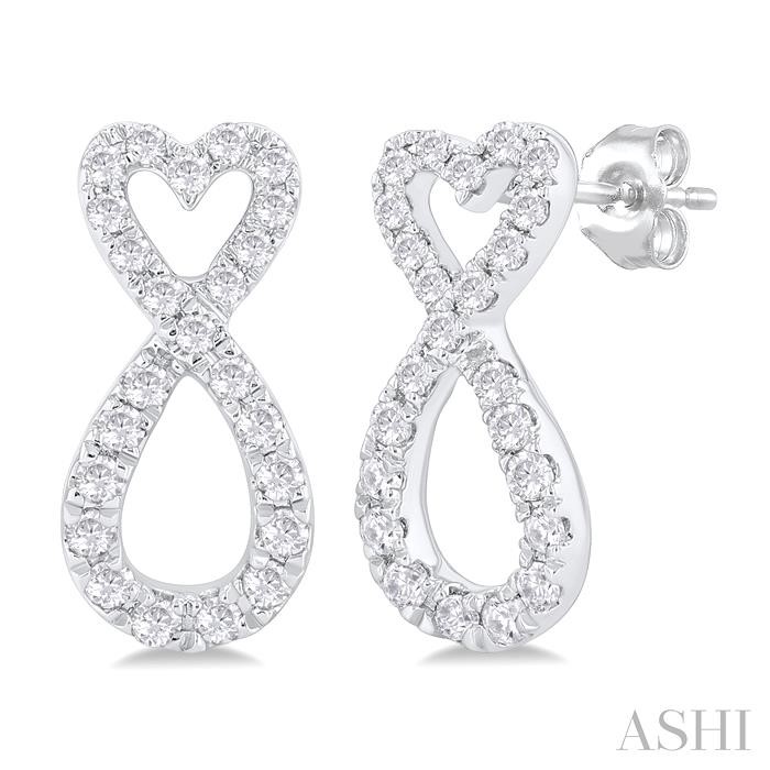 HEART SHAPE INFINITY DIAMOND FASHION EARRINGS