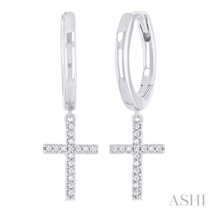 Cross Petite Diamond Fashion Huggie Earrings