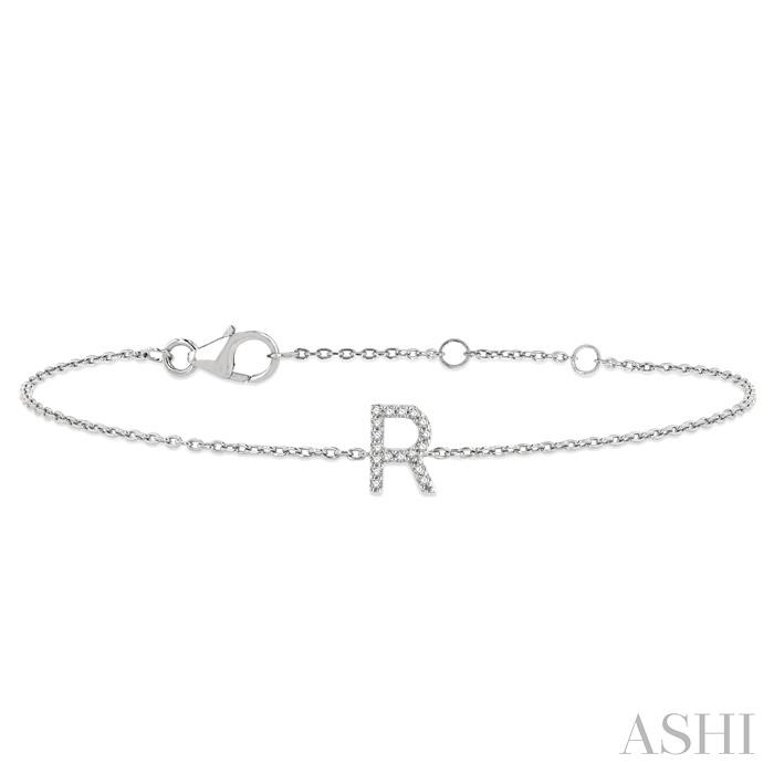 Block 'R' Initial Diamond Chain Bracelet