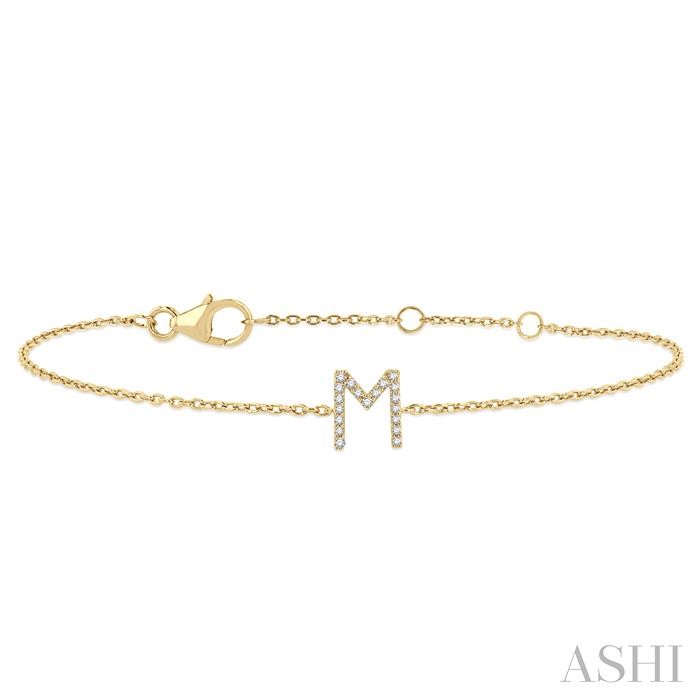 Block 'M' Initial Diamond Chain Bracelet