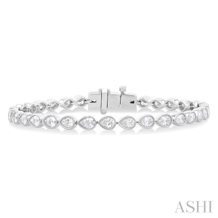 Pear Shape East-West Bezel Set Diamond Tennis Bracelet