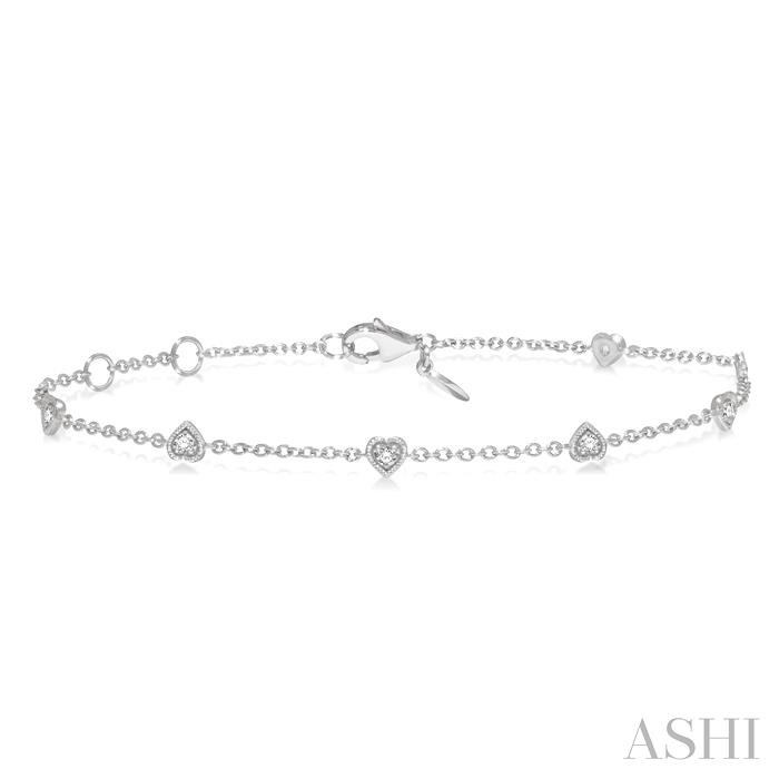 Heart Shape Diamond Station Chain Bracelet