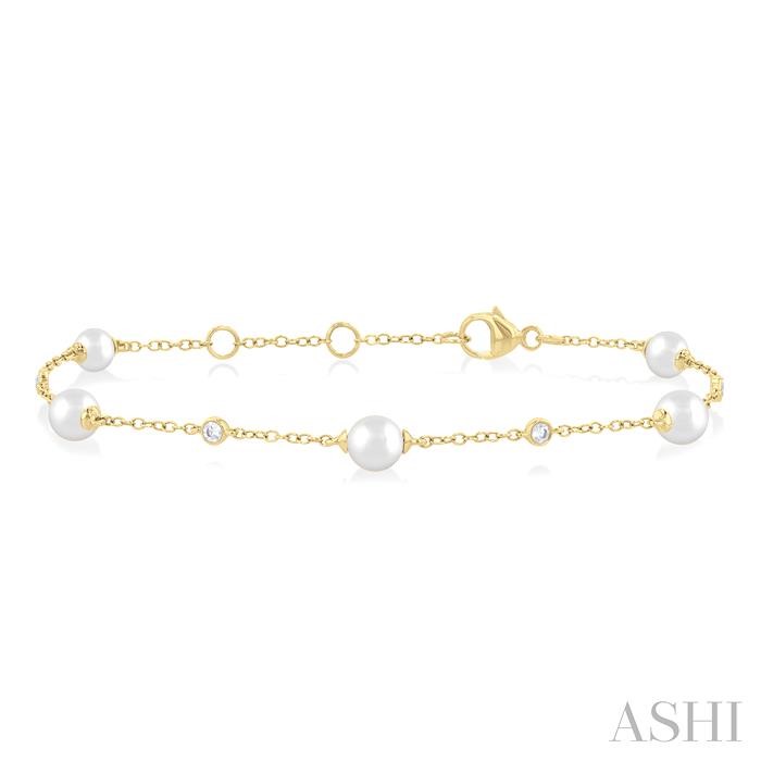 PEARL & DIAMOND STATION CHAIN BRACELET