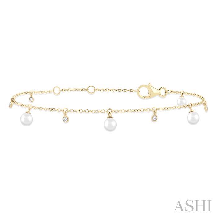 PEARL & DIAMOND CHARM STATION CHAIN BRACELET