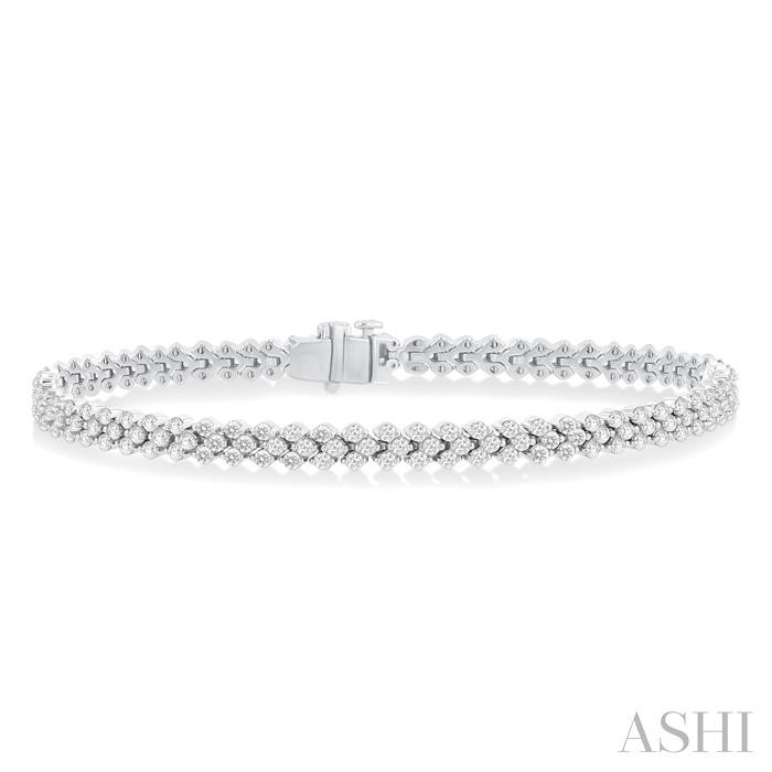 Three Row Diamond Tennis Bracelet