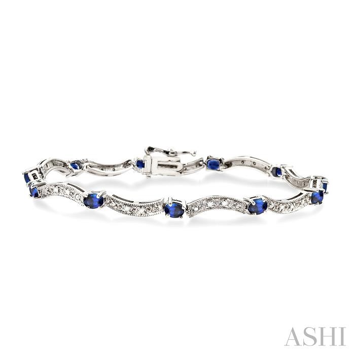 Oval Shape Gemstone & Diamond Bracelet