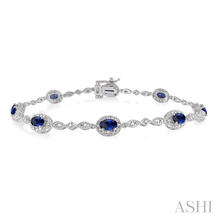 OVAL SHAPE GEMSTONE & HALO DIAMOND BRACELET