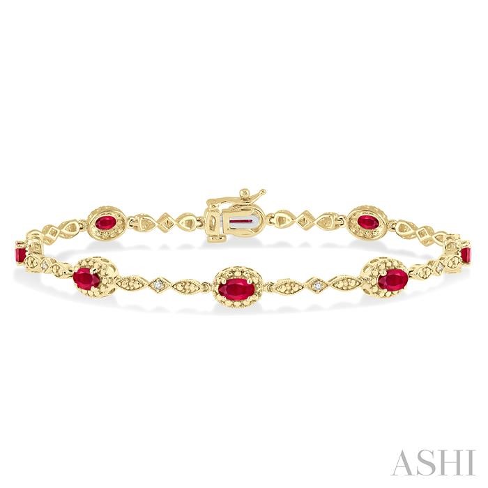 Oval Shape Gemstone & Halo Diamond Bracelet