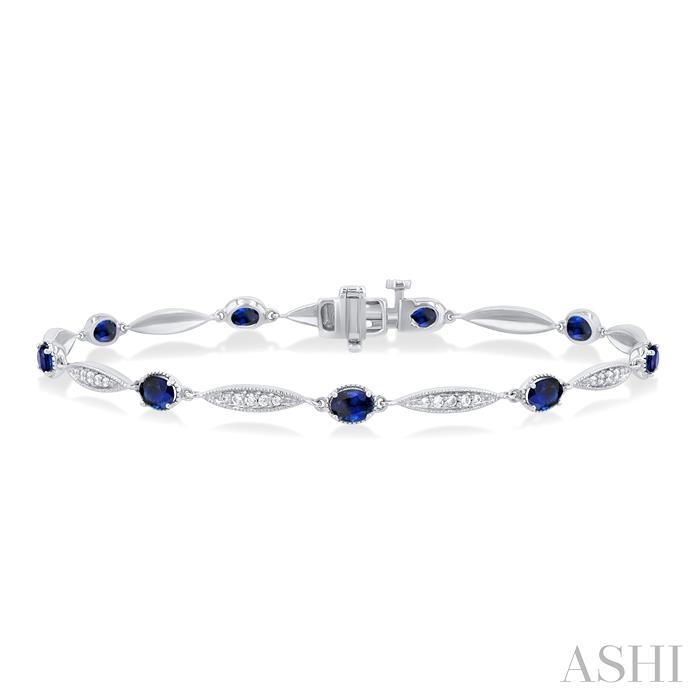 Oval Shape Gemstone & Diamond Bracelet