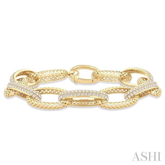 Bold Oval Shape Link Diamond Fashion Bracelet