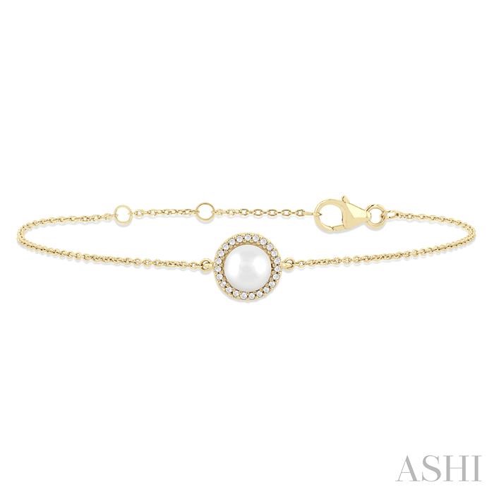 PEARL & PETITE HALO DIAMOND CHAIN BRACELET