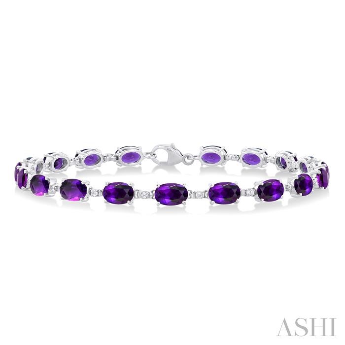 Oval Shape Gemstone & Diamond Bracelet