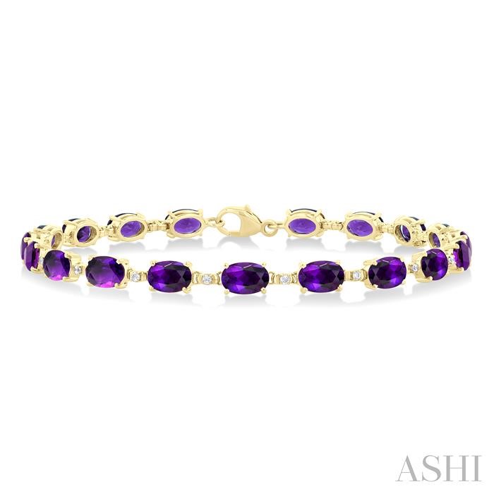 Oval Shape Gemstone & Diamond Bracelet