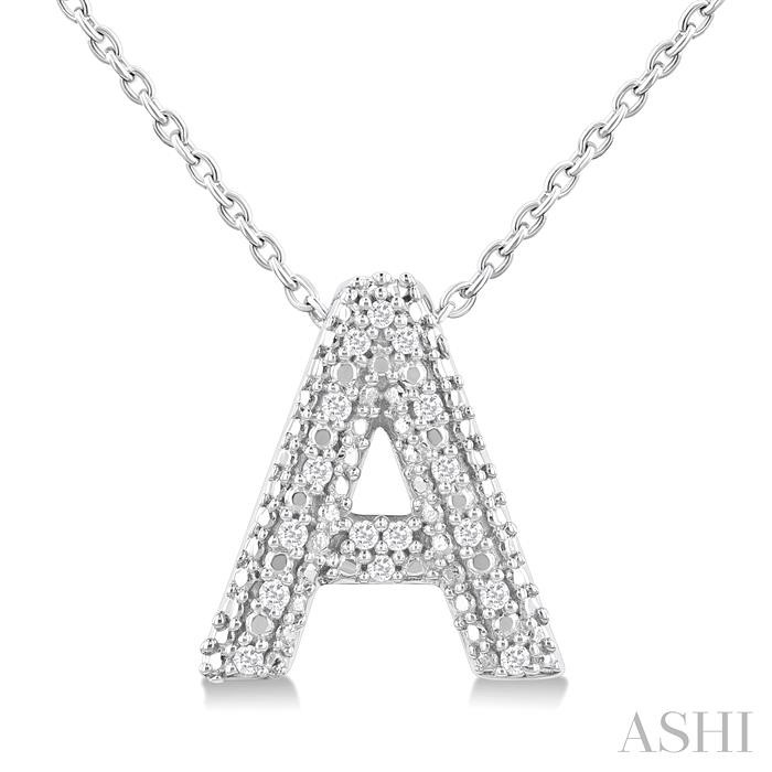 SILVER BUBBLE 'A' INITIAL DIAMOND PENDANT