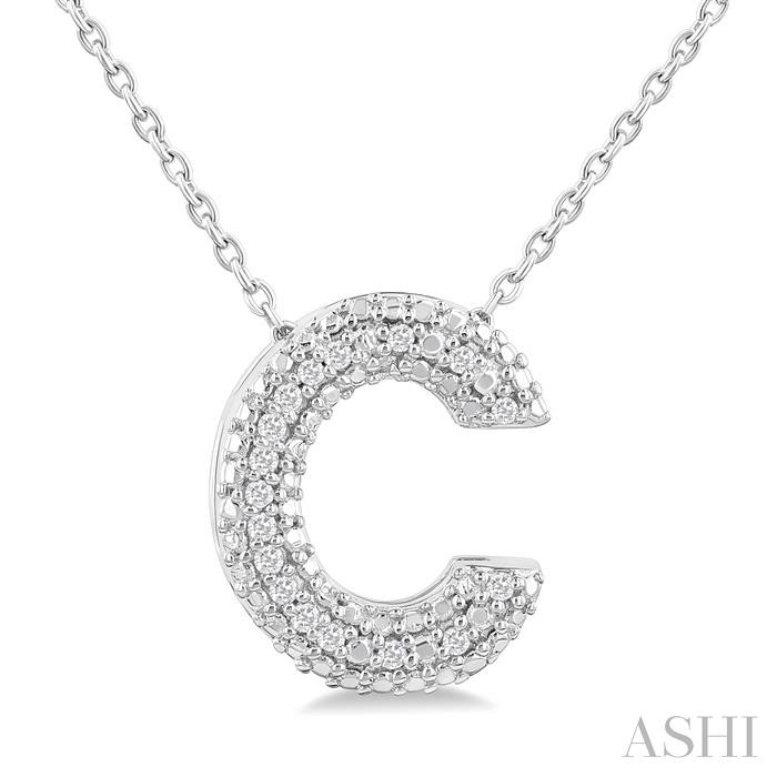 SILVER BUBBLE 'C' INITIAL DIAMOND PENDANT